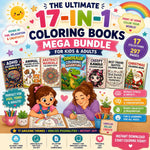 Coloring Book Bundle Kids Adults ADHD Mandalas Animals Dinosaurs Kawaii Stained Glass Flower Christmas Monster Truck Printable PDF